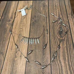 Romolo Silver Tone 2 Strand Lariat Necklace‎